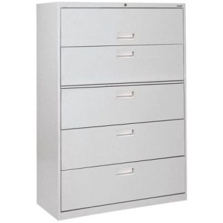 Five Drawer Lateral File Cabinet in Grey