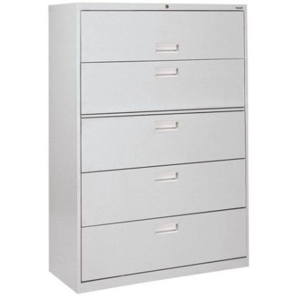 Five Drawer Lateral File Cabinet in Grey